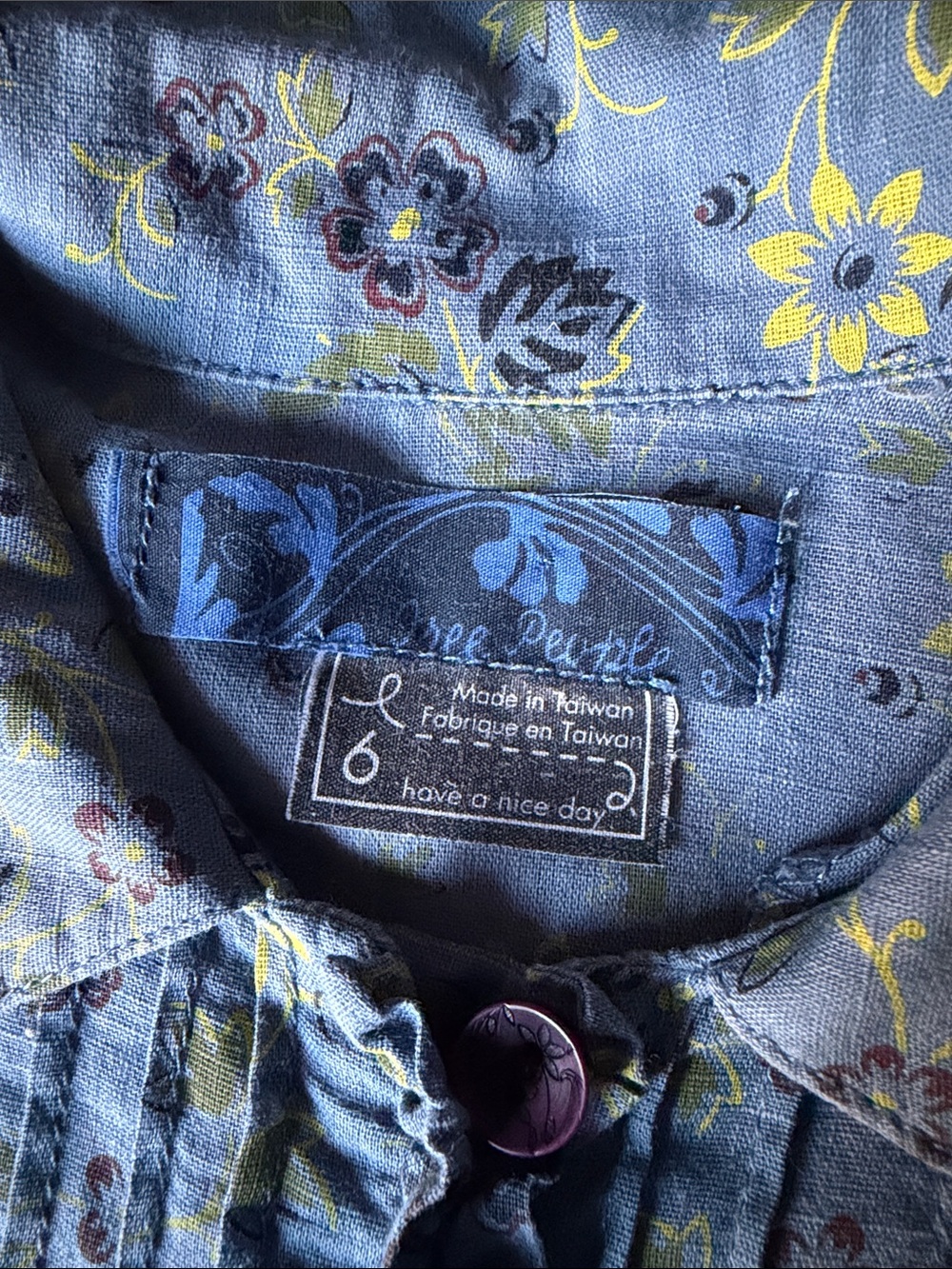 Vintage Free People Dress Sz 6 Blue Floral Button Down Ruffled, Pin-Tuck Fall - Picture 12 of 12